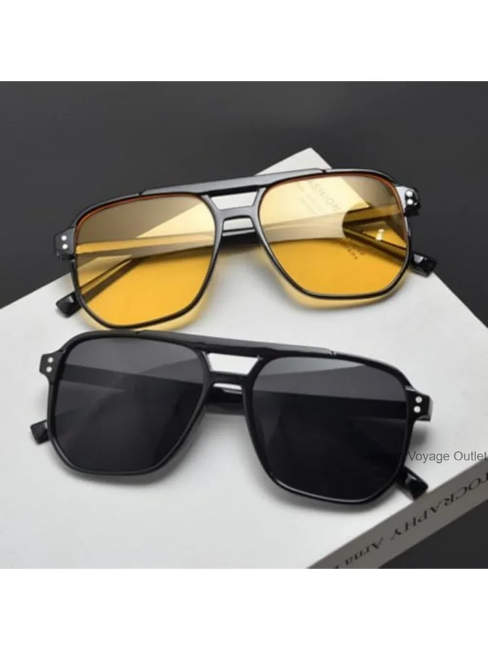 Retro Square Aviator Sunglasses Oversized UV400 Protection 4 Pack